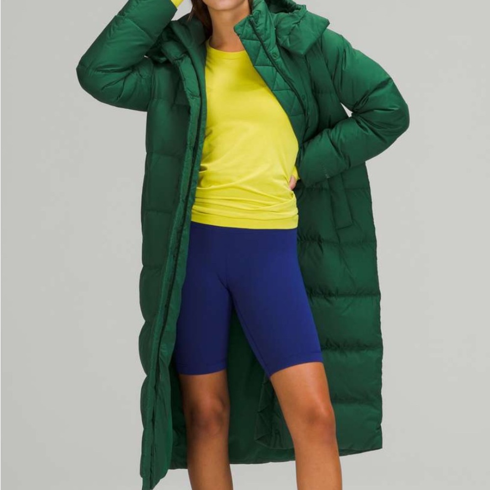 Lululemon wunder puff jacket long everglade green